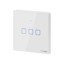 Cargar imagen en el visor de la galería, Interruptor de pared táctil triple Wi-Fi blanco - Sonoff T2EU3C-TX

